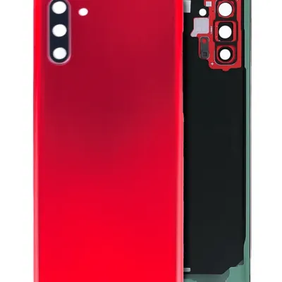 Back Cover Glass With Camera Lens For Samsung Galaxy Note 10 (No Logo) (Aftermarket Plus) (Aura Red)