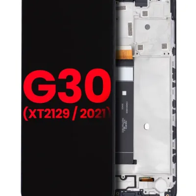 Дисплейний модуль (LCD) з рамкою для Motorola Moto G30 (XT2129 / 2021) (Aftermarket Plus) (Phantom Black)