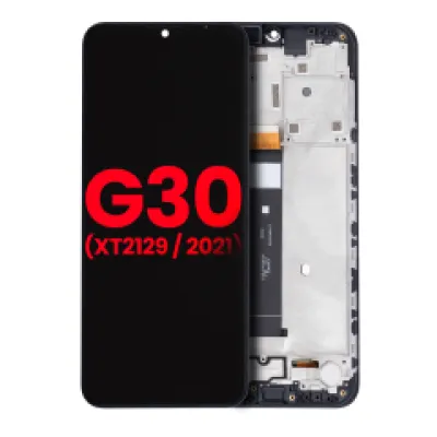 Дисплейний модуль (LCD) з рамкою для Motorola Moto G30 (XT2129 / 2021) (Aftermarket Plus) (Phantom Black)