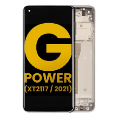 Дисплейний модуль з рамкою для Motorola Moto G Power (XT2117 / 2021) (Refurbished) (Polar Silver)