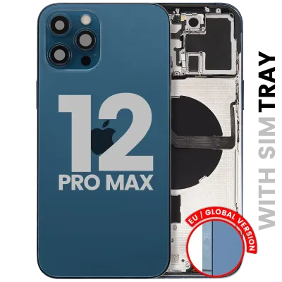 Back Housing W/ Small Parts For iPhone 12 Pro Max (EU / Global Version) (Used OEM Pull: Grade B) (Pacific Blue)