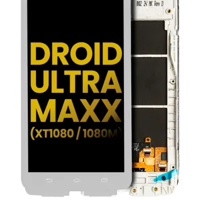 Дисплейний модуль (LCD) з рамкою для Motorola Droid Ultra (XT1080 / 2013) / Droid Maxx (XT1080M / 2013) (Refurbished) (білий)