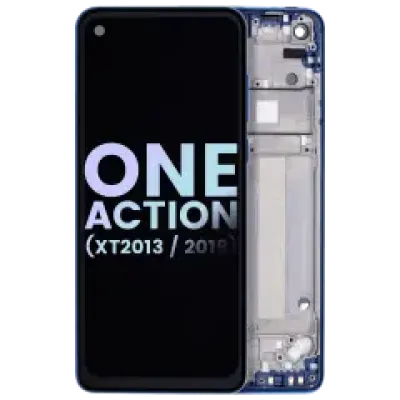 Дисплейний модуль з рамкою для Motorola One Action (XT2013-1 / XT2013-2 / XT2013-4 / 2019) (Genuine OEM) (Denim Blue)
