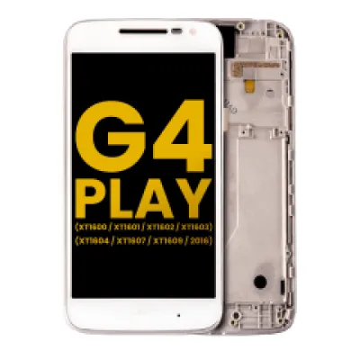 Дисплейний модуль (LCD) з рамкою для Motorola Moto G4 Play (XT1600 / XT1601 / XT1602 / XT1603 / XT1604 / XT1607 / XT1609 / 2016) (Refurbished) (білий)