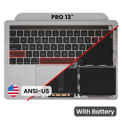 Топкейс з акумулятором і клавіатурою (ANSI US) для MacBook Pro 13" A2159 (2019) (Used OEM Pull: Grade B/C) (Space Gray)