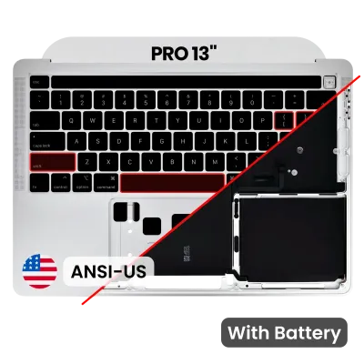 Топкейс з акумулятором і клавіатурою (ANSI US) для MacBook Pro 13" A2289 (2020) (Used OEM Pull: Grade A) (сріблястий)