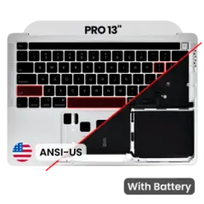 Топкейс з акумулятором і клавіатурою (ANSI US) для MacBook Pro 13" A2289 (2020) (Used OEM Pull: Grade A) (сріблястий)