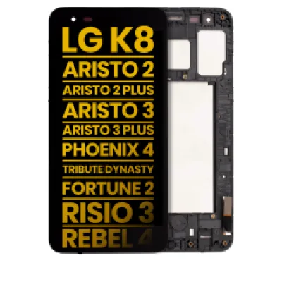 Дисплейний модуль для LG K8 (X210 / 2018) / Aristo 2 / Aristo 2 Plus / Aristo 3 / Aristo 3 Plus / Phoenix 4 / Tribute Dynasty / Empire / Fortune 2 / Risio 3 / Rebel 4 з рамкою (Refurbished) чорний