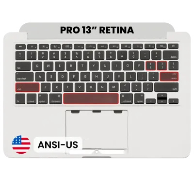 Top Case with Keyboard (ANSI US) For MacBook Pro 13" A1502 (2013-2014) (Used OEM Pull: Grade B/C)