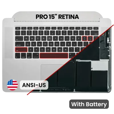 Top Case with Battery and Keyboard (ANSI US) For MacBook Pro 15" A1398 (2015) (Used OEM Pull: Grade B/C)