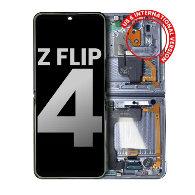 Дисплейний модуль внутрішній (OLED) з рамкою для Samsung Galaxy Z Flip 4 5G (US & International) (Used OEM Pull: Grade B/C) (синій)