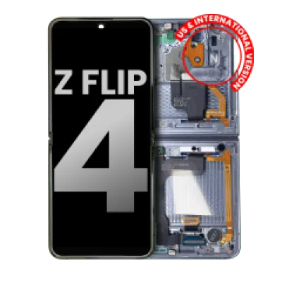 Дисплейний модуль внутрішній (OLED) з рамкою для Samsung Galaxy Z Flip 4 5G (US & International) (Used OEM Pull: Grade B/C) (синій)