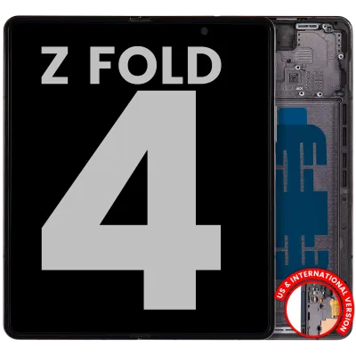 Дисплейний модуль внутрішній (OLED) з рамкою для Samsung Galaxy Z Fold 4 5G (US & International) (Used OEM Pull: Grade B/C) (Phantom Black)