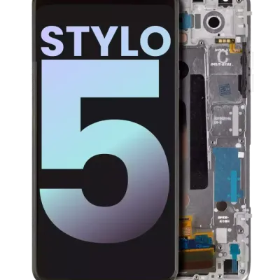 LCD Assembly With Frame For LG Stylo 5 (Genuine OEM) (Silvery White)