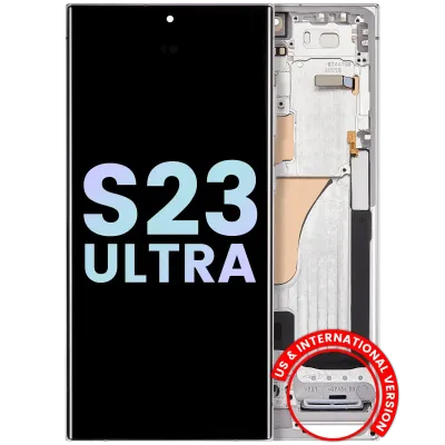Дисплейний модуль (OLED) з рамкою для Samsung Galaxy S23 Ultra 5G (US & International) (Service Pack) (Sky Blue & Lime)