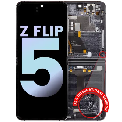 Внутрішній дисплейний модуль (OLED) з рамкою для Samsung Galaxy Z Flip 5 5G (US & International) (Service Pack) (графітовий)