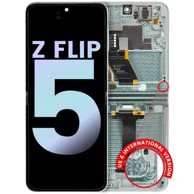 Внутрішній дисплейний модуль (OLED) з рамкою для Samsung Galaxy Z Flip 5 5G (US & International) (Service Pack) (Mint)