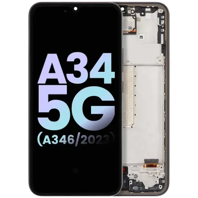 Дисплейний модуль для Samsung Galaxy A34 5G (A346 / 2023) (OLED, With Frame, Service Pack, графітовий)
