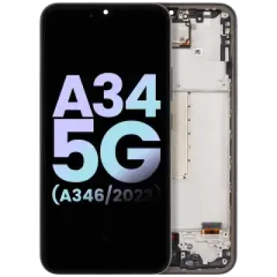 Дисплейний модуль для Samsung Galaxy A34 5G (A346 / 2023) (OLED, With Frame, Service Pack, графітовий)