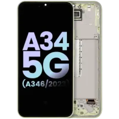 Дисплейний модуль для Samsung Galaxy A34 5G (A346 / 2023) (OLED, With Frame, Compatible, Service Pack, Lime)