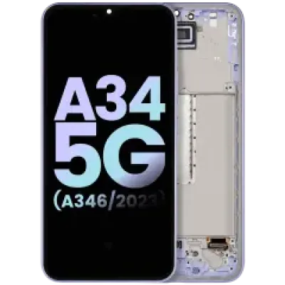 Дисплейний модуль для Samsung Galaxy A34 5G (A346 / 2023) (OLED, With Frame, Compatible, Service Pack, фіолетовий)