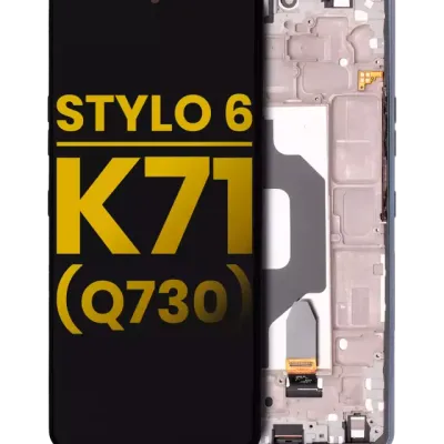 Дисплейний модуль (LCD) з рамкою для LG Stylo 6 / K71 (Refurbished) (чорний)