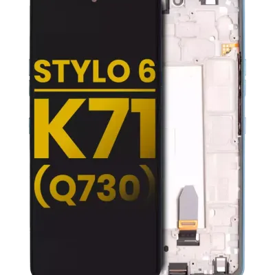 Дисплейний модуль (LCD) з рамкою для LG Stylo 6 / K71 (Refurbished) (синій)