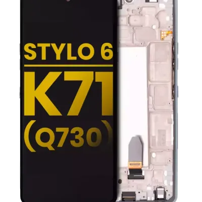 Дисплейний модуль (LCD) з рамкою для LG Stylo 6 / K71 (Refurbished) (сріблястий)