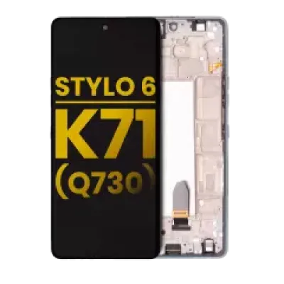 Дисплейний модуль (LCD) з рамкою для LG Stylo 6 / K71 (Refurbished) (сріблястий)