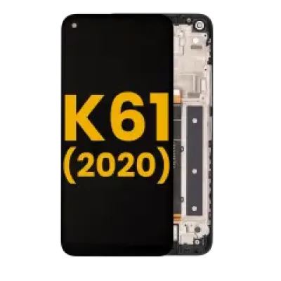 Дисплейний модуль (LCD) з рамкою для LG K61 (2020) (Refurbished) (чорний)
