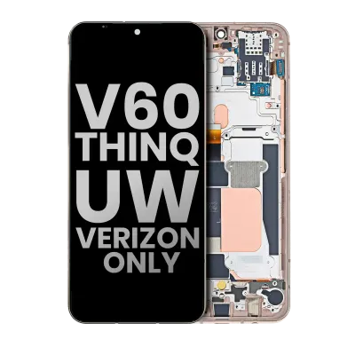 OLED Assembly With Frame For LG V60 ThinQ 5G UW (Verizon 5G UW Frame Only) (Used OEM Pull: Grade B/C) (Classy Blue / Gold Frame)