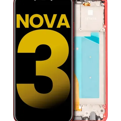 Дисплейний модуль (LCD) з рамкою для Huawei Nova 3 (Refurbished) червоний