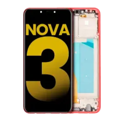 Дисплейний модуль (LCD) з рамкою для Huawei Nova 3 (Refurbished) червоний
