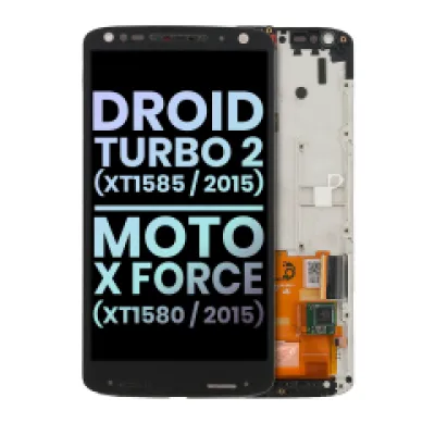 Дисплейний модуль з рамкою для Droid Turbo 2 (XT1585 / 2015) / Moto X Force (XT1580 / 2015) (Genuine OEM) (чорний)