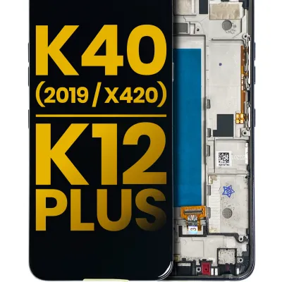 Дисплейний модуль з рамкою для LG K40 (2019 / X420) / K12 Plus (Refurbished) (чорний)