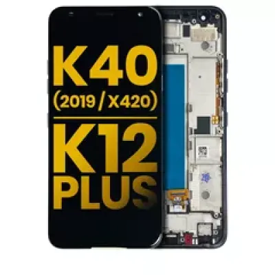 Дисплейний модуль з рамкою для LG K40 (2019 / X420) / K12 Plus (Refurbished) (чорний)