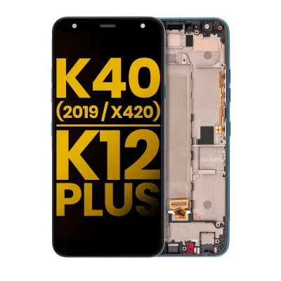 Дисплейний модуль з рамкою для LG K40 (2019 / X420) / K12 Plus (Refurbished) (синій)