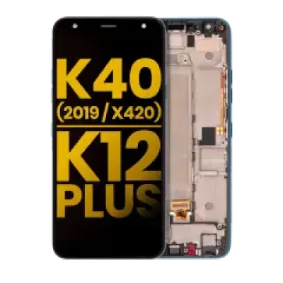 Дисплейний модуль з рамкою для LG K40 (2019 / X420) / K12 Plus (Refurbished) (синій)