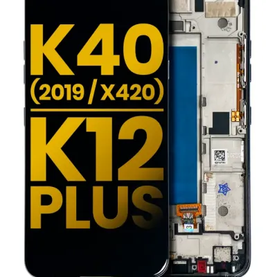 Дисплейний модуль з рамкою для LG K40 (2019 / X420) / K12 Plus (Refurbished) (сірий)