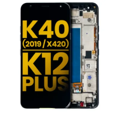 Дисплейний модуль з рамкою для LG K40 (2019 / X420) / K12 Plus (Refurbished) (сірий)