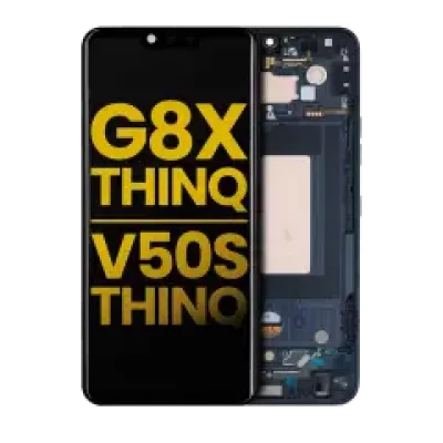 Дисплейний модуль (OLED) з рамкою для LG G8X ThinQ / V50S ThinQ 5G (Refurbished) (Aurora Black)