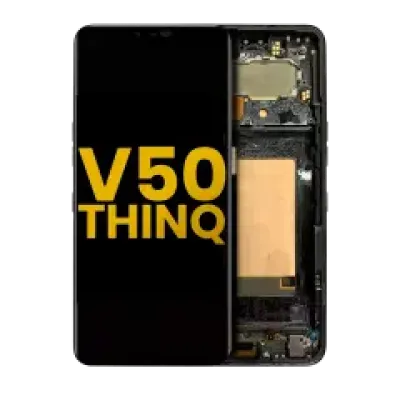 Дисплейний модуль для LG V50 ThinQ 5G (International Version) з рамкою (Refurbished) (Aurora Black) (OLED)