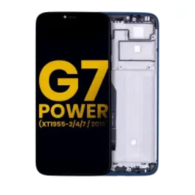 Дисплейний модуль (LCD) з рамкою для Motorola Moto G7 Power (XT1955-2/4/7 / 2019) (International Version) (154MM) (Refurbished) (Marine Blue)