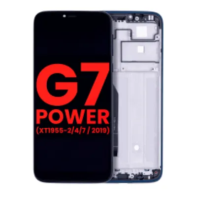 Дисплейний модуль (LCD) з рамкою для Motorola Moto G7 Power (XT1955-2/4/7 / 2019) (International Version) (154MM) (Aftermarket Plus) (Marine Blue)