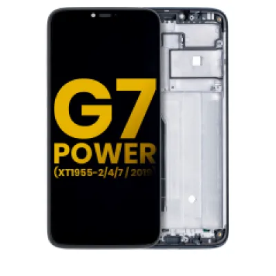 Дисплейний модуль (LCD) з рамкою для Motorola Moto G7 Power (XT1955-1/2/4/7 / 2019) (International Version) (154MM) (Refurbished) (Ceramic Black)