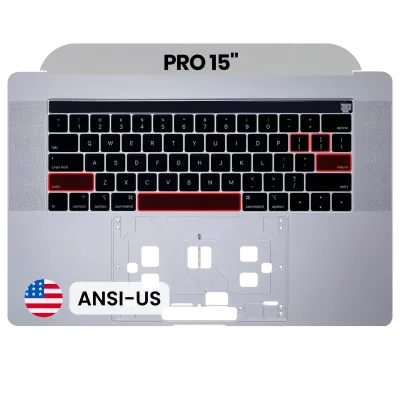 Top Case with Keyboard (ANSI US) For MacBook Pro 15" A1990 (2018-2019) (OEM New) (Silver)