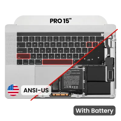Топкейс з акумулятором і клавіатурою (ANSI US) для MacBook Pro 15" A1990 (2018-2019) (сріблястий)