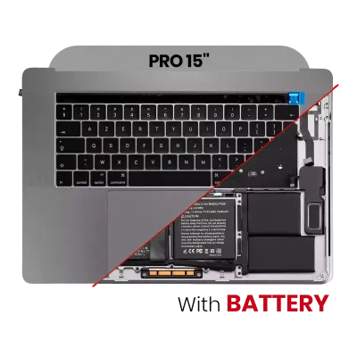 Топкейс з акумулятором і клавіатурою (ISO UK) для MacBook Pro 15" A1990 (2018-2019) (сріблястий)
