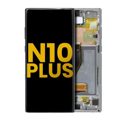 Дисплейний модуль (OLED) з рамкою для Samsung Galaxy Note 10 Plus / 5G (Refurbished) (Aura Glow / Silver)