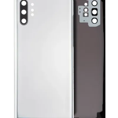 Back Cover Glass With Camera Lens For Samsung Galaxy Note 10 Plus / 5G (No Logo) (Aftermarket Plus) (Aura White)
